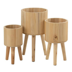 Lot de 3 Cache-Pots en Bois Paul 49cm Naturel