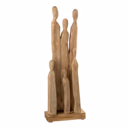 Statuette Déco en Bois Groupe de Personnages 60cm Naturel