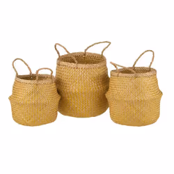 Lot de 3 Paniers de Rangement Rétractables 30cm Jaune