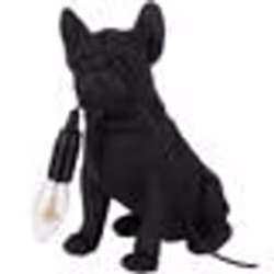 Lampe - J-LINE - Bulldog Noir - Résine - 25 cm - Électrique - Design Contemporain
