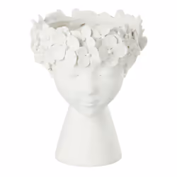 Cache-Pot Déco Tête 23cm Blanc