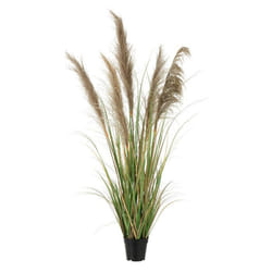 Herbe de Pampas Artificielle en Pot 5 Têtes 140cm Vert & Beige