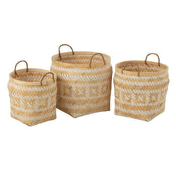 Lot de 3 Paniers de Rangement Rotin Baudoin 40cm Naturel & Blanc