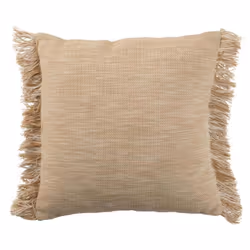 Coussin Déco Franges Coton 45x45cm Beige