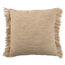 Coussin Déco Franges Coton 45x45cm Beige