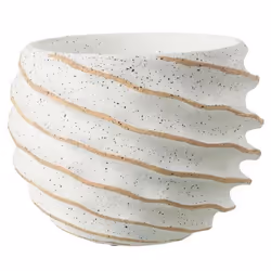Cache-Pot Design Streep 27cm Blanc & Beige