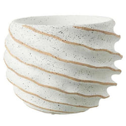 Cache-Pot Design Streep 27cm Blanc & Beige