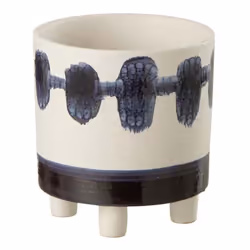 Cache-Pot Design Brush 16cm Blanc & Bleu