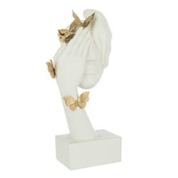 Statuette Déco Visage Papillons 54cm Blanc