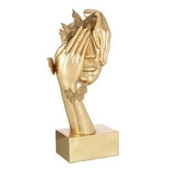 Statuette Déco Visage Papillons 54cm Or