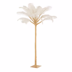 Arbre Déco en Métal Plumes 120cm Or & Blanc