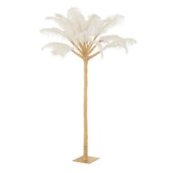 Arbre Déco en Métal Plumes 120cm Or & Blanc
