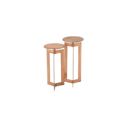 J-line - Lot de 2 sellettes rondes 30 cm en fer cuivré