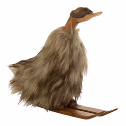Statuette Déco Canard Skieur 29cm Marron