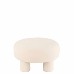 J-Line Pouf Rond Teddy Pieds Bouclé Blanc