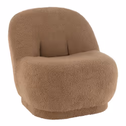 J-Line Pouf Teddy Velours Blanc Marron