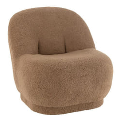 J-Line Pouf Teddy Velours Blanc Marron