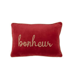 Coussin - J-LINE - Bonheur - Rouge et Blanc - 30x45 cm - Déhoussable - Intérieur