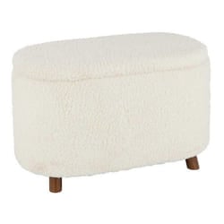 Pouf & Coffre de Rangement Teddy 80cm Blanc