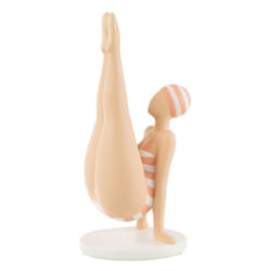 Statuette Femme Sur Les Mains Yoga 26cm Orange