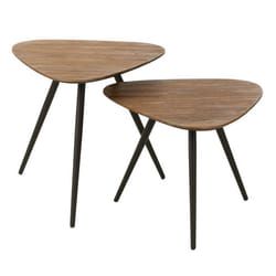 J-Line Set De 2 Tables Triangulaire Teck Recycle Naturel