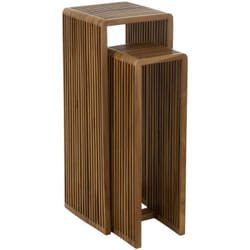 J-Line Set De 2 Tables D'appoint Cubiques Teck Recycle Naturel