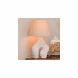 J-Line Lampe + Abat Jour Pot Papier Mache Blanc