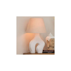 J-Line Lampe + Abat Jour Pot Papier Mache Blanc