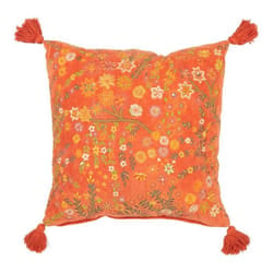 Coussin Velours Design Fleurs Mexican 50x50cm Orange