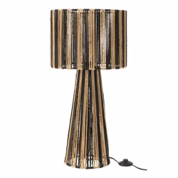 J-Line Lampe Rayures Cordes Metal/Papier Noir/Naturel