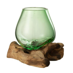 Vase en Verre sur Racine Gamal 17cm Vert