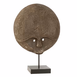 Statue Masque sur Pied Julien 65cm Marron
