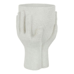 Cache-Pot en Ciment Mains 24cm Blanc
