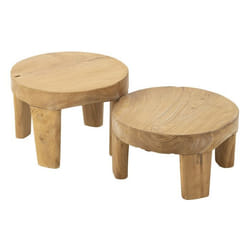 J-Line Set De 2 Tables Rondes Tek Naturel