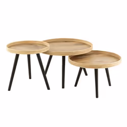 Lot de 3 Tables Gigognes Perry 70cm Naturel