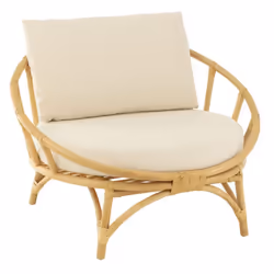 Fauteuil Rond Rotin & Coussin Howard 98cm Naturel