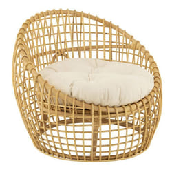 Fauteuil en Rotin & Coussin Lise 84cm Naturel