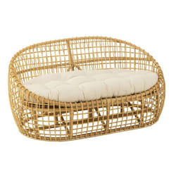 Canapé 2 Places Rotin & Coussin Lise 137cm Naturel