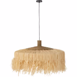J-Line Lampe Suspendue Rond Raffia Naturel
