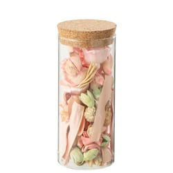 J-Line fleur Sechée + pin Fuchsia Rose En Pot - verre - rose