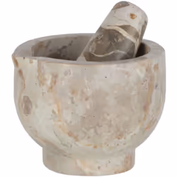 Mortier et pilon en marbre Matière : Marbre Dimensions du mortier : Hauteur 9.5 cm - Longueur 12.5 cm - Largeur 12 cm Ce mort ...