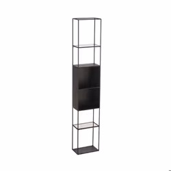 Etagère 5 niveaux 25x15x140 cm en métal noir et verre - METTI