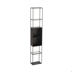 Etagère 5 niveaux 25x15x140 cm en métal noir et verre - METTI