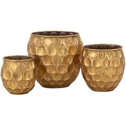 Pot de fleurs - J-LINE - Dalton - Métal - Doré - Lot de 3