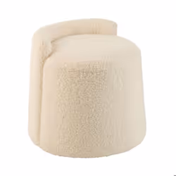 Pouf rond 40x40x38 cm en tissu bouclette blanc