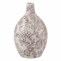 Vase Rond en Porcelaine Zen 33cm Noir & Blanc