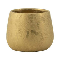 Cache-pot rond 17x17x14 cm en céramique doré