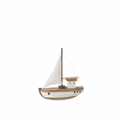 J-Line décoration Bateau 1 Voile - bois - blanc/naturel - small