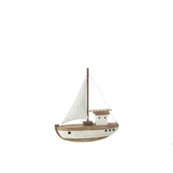 J-Line décoration Bateau 1 Voile - bois - blanc/naturel - small
