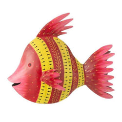 J-Line décoration Poisson - acier - rose/jaune - large